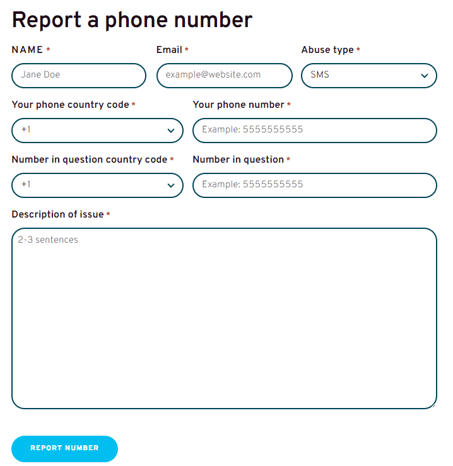Bandwidth.com Fraud Reporting Tool